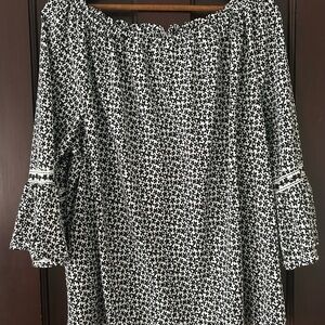 Black and White Floral Off-Shoulder Top